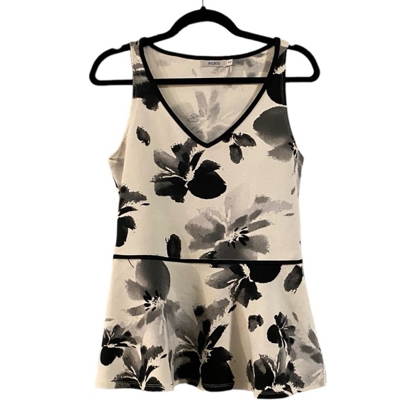 Rickis Peplum Blouse Top, White with Floral Details, Size Small, V-Neck, NWOT - Picture 4 of 7